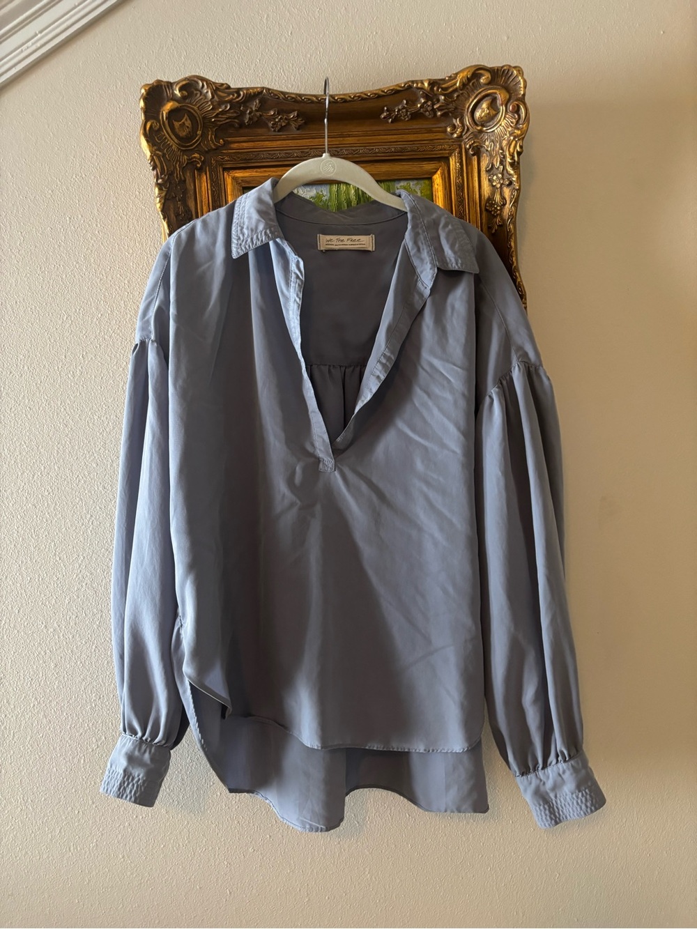 We The Free muted slate blue blouse